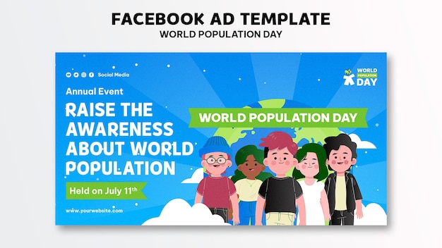 PSD gratuit modèle facebook de la journée mondiale de la population