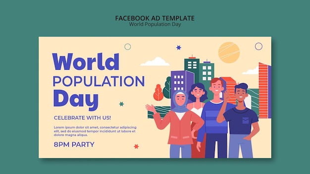 PSD gratuit modèle facebook de la journée mondiale de la population