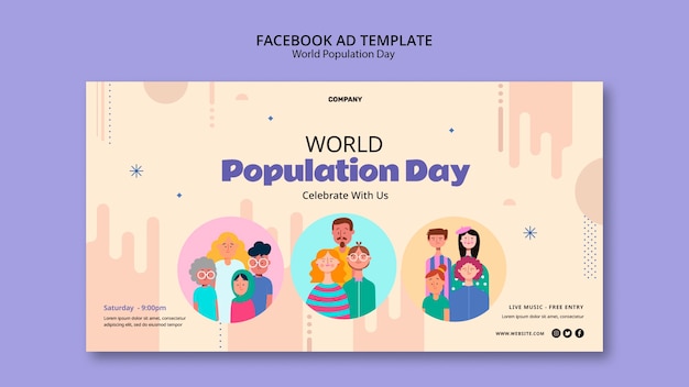 PSD gratuit modèle facebook de la journée mondiale de la population