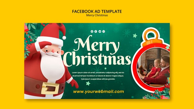 Modèle facebook joyeux noël design plat