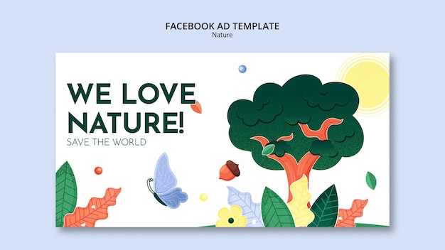 PSD gratuit modèle facebook nature de sauvetage dessiné à la main