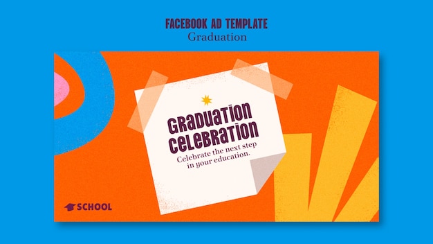 PSD gratuit modèle facebook de remise des diplômes au design plat