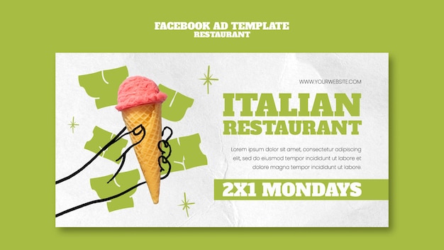 PSD gratuit modèle de facebook d'un restaurant italien dessiné à la main