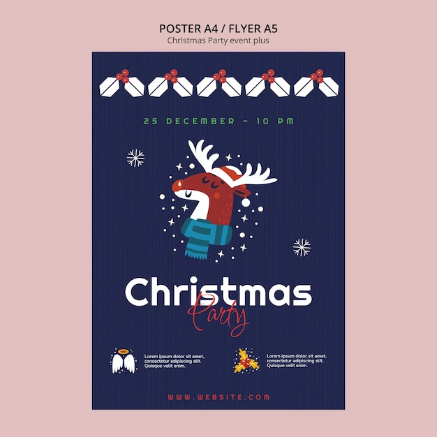 PSD gratuit modèle de fête de noël design plat