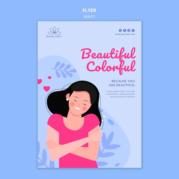 Modèle de flyer de beauté illustré