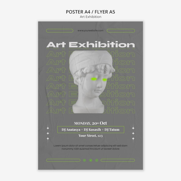 Modèle de flyer de buste d'exposition d'art