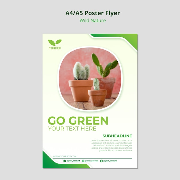 PSD gratuit modèle de flyer de cactus en pots