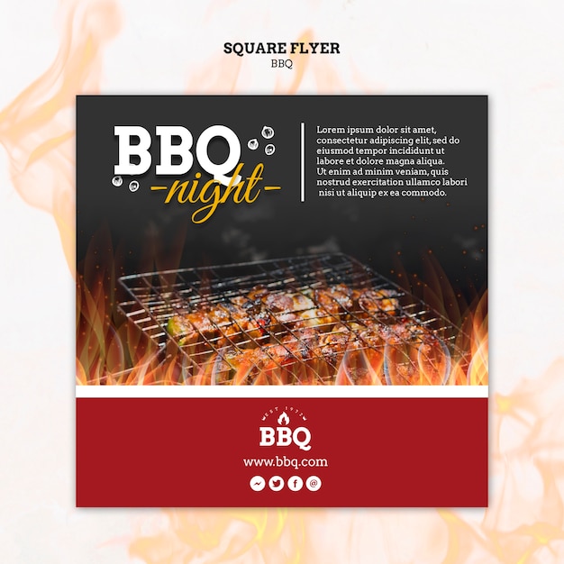 PSD gratuit modèle de flyer carré barbecue et nuit grill