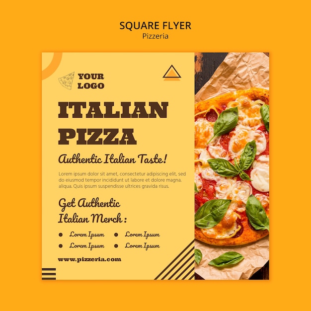 PSD gratuit un modèle de flyer carré pour une délicieuse pizzeria