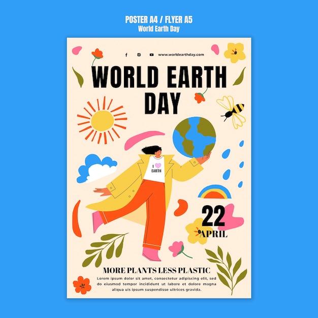 Modèle de flyer de célébration de la journée mondiale de la terre