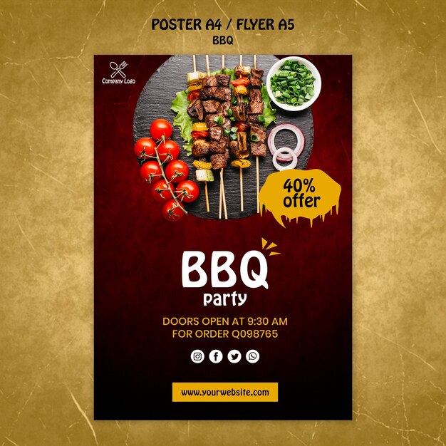 Modèle de Flyer de concept de barbecue