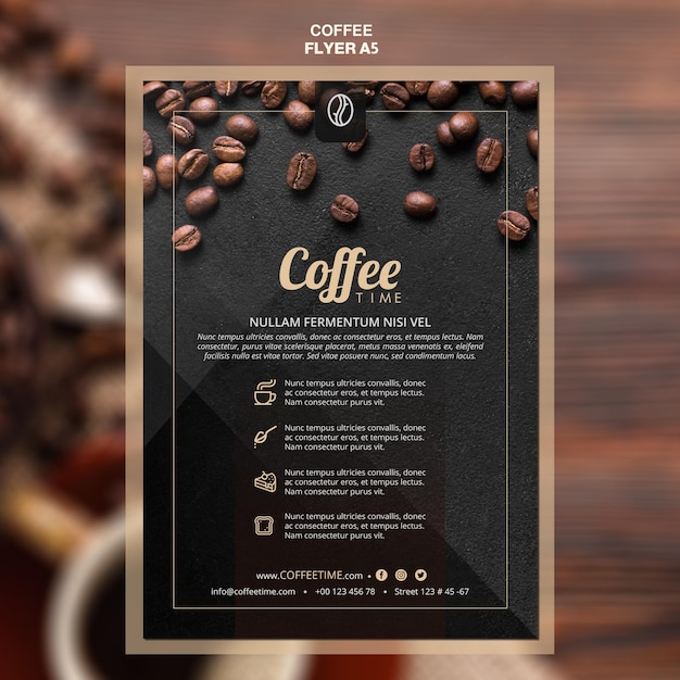 Modèle de flyer de concept de café