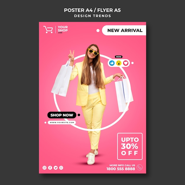 PSD gratuit modèle de flyer femme shopping