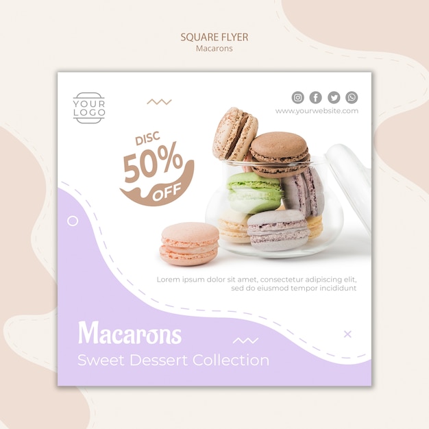 PSD gratuit modèle de flyer de macarons en pot