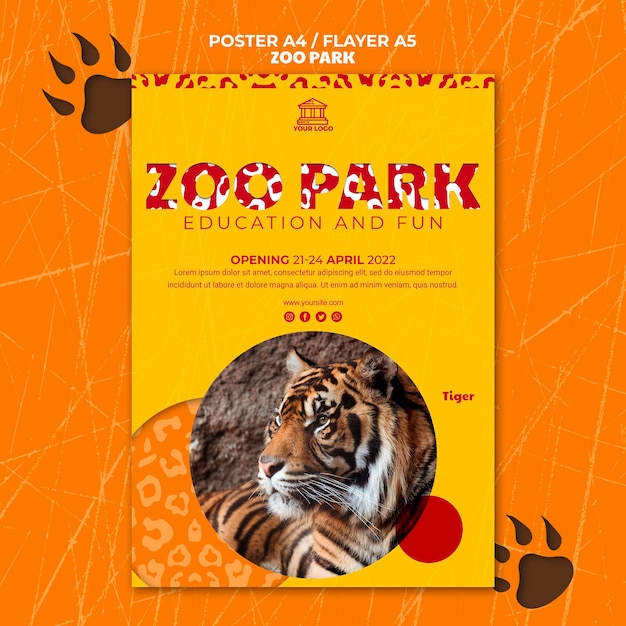 Modèle de Flyer de parc zoologique