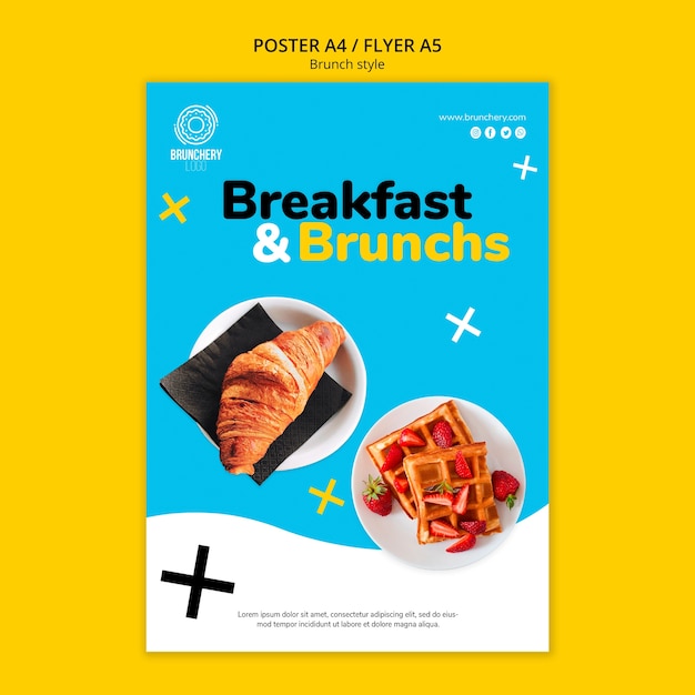 PSD gratuit modèle de flyer petit déjeuner et brunch