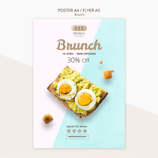 PSD gratuit modèle de flyer pour l'offre de brunch