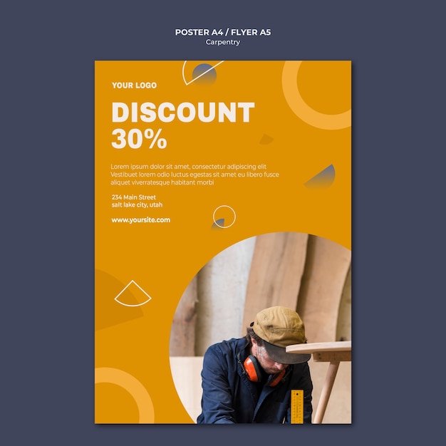 PSD gratuit modèle de flyer publicitaire de charpentier