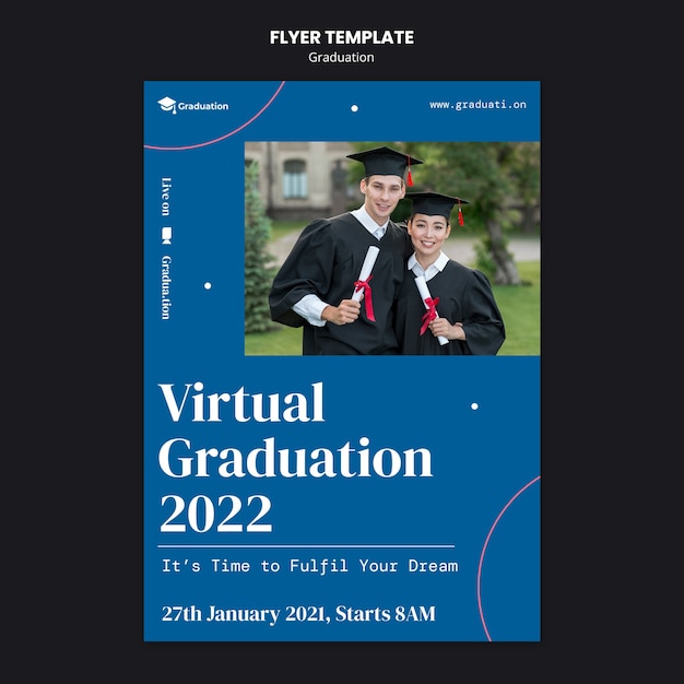 Modèle de flyer de remise des diplômes virtuel