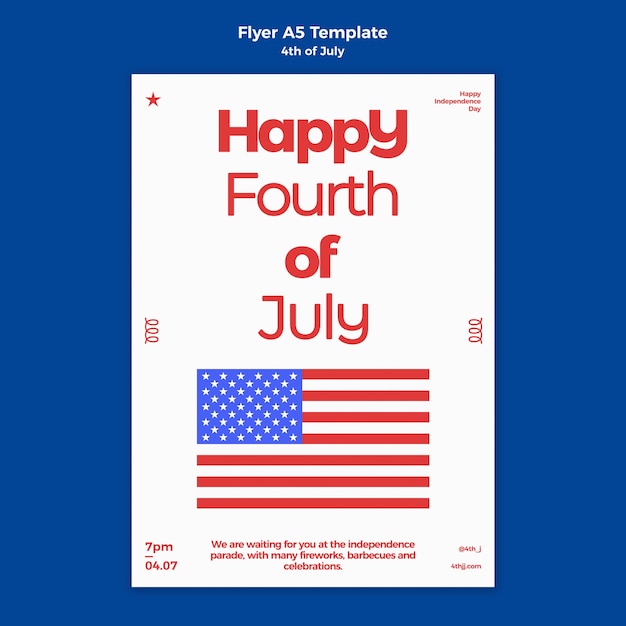 PSD gratuit modèle de flyer vertical de célébration du 4 juillet