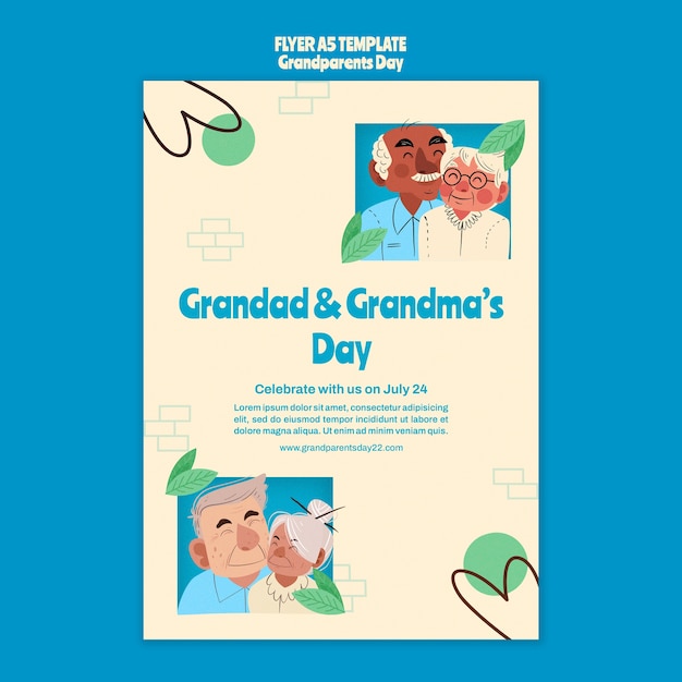 PSD gratuit modèle de flyer vertical de la fête des grands-parents avec un design organique