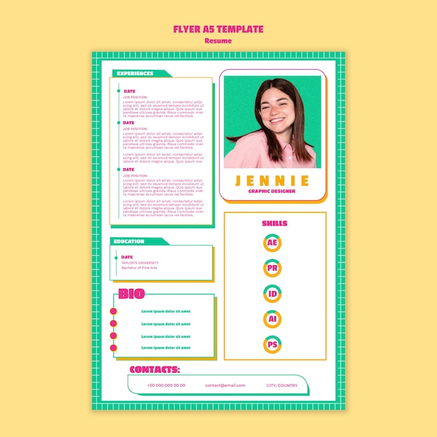 Modèle de flyer vertical pour CV de travail