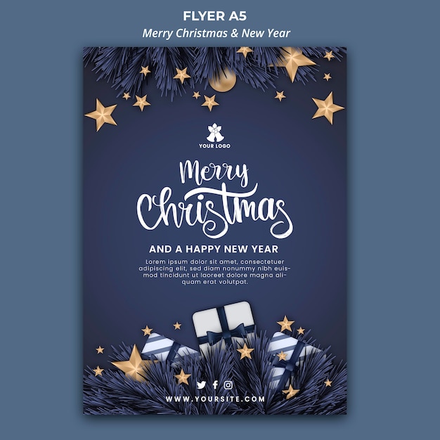 Modèle de flyer vertical pour Noël et nouvel an