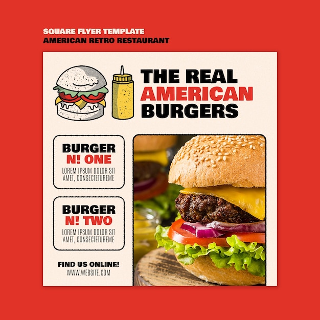 PSD gratuit modèle de hamburger design plat