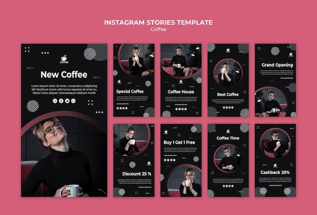 PSD gratuit modèle d'histoires instagram de café savoureux