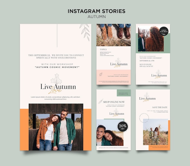 PSD gratuit modèle d'histoires instagram concept automne