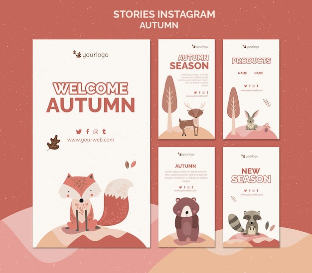 PSD gratuit modèle d'histoires instagram concept automne