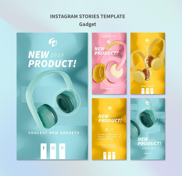 PSD gratuit modèle d'histoires instagram de concept de gadget