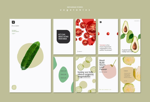 PSD gratuit modèle d'histoires instagram de concept de légumes