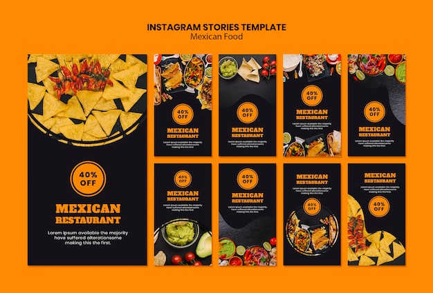 PSD gratuit modèle d'histoires instagram de cuisine mexicaine