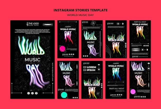 PSD gratuit modèle d'histoires instagram de la journée mondiale de la musique