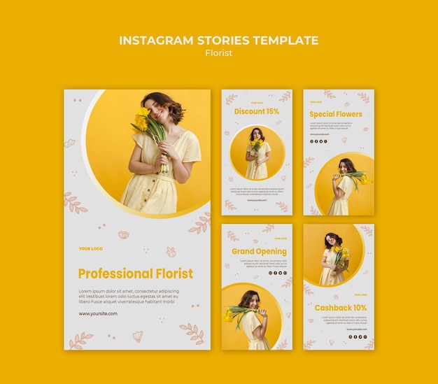 PSD gratuit modèle d'histoires instagram de magasin de fleuriste