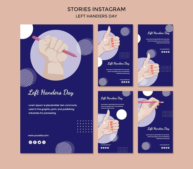 PSD gratuit modèle d'histoires instagram pour la journée des gauchers