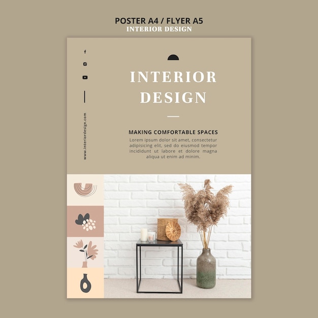 PSD gratuit modèle d'impression de design d'intérieur