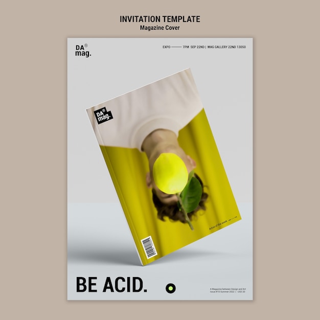 PSD gratuit modèle d'invitation de couverture de magazine minimal