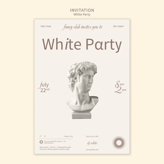 PSD gratuit modèle d'invitation à une fête blanche