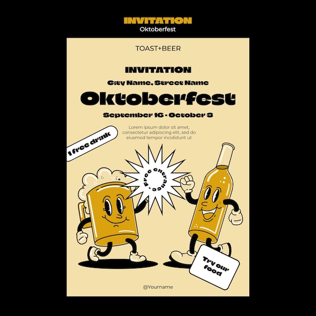 PSD gratuit modèle d'invitation pour la célébration du festival de la bière oktoberfest