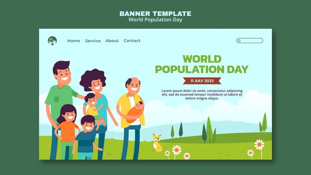 PSD gratuit modèle de journée mondiale de la population au design plat