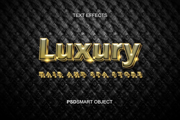 PSD gratuit modèle de logo spa et cheveux de luxe psd en effet de texte 3d doré