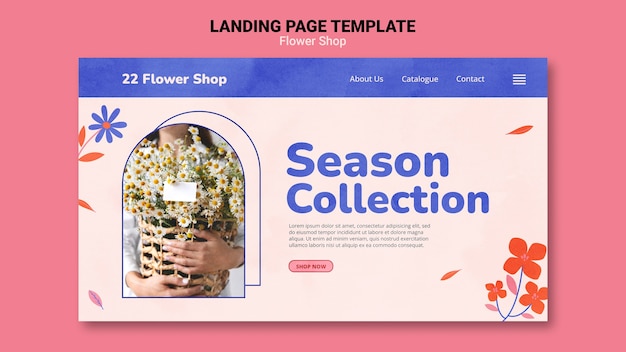 PSD gratuit modèle de magasin de fleurs minimaliste design plat