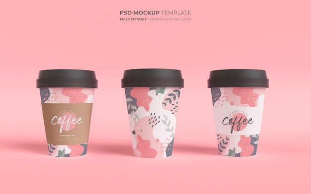 PSD gratuit modèle de maquette avec des tasses à café en papier