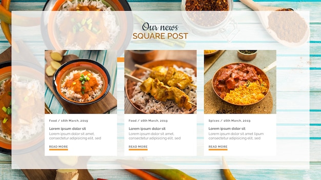 PSD gratuit modèle de message carré de cuisine indienne