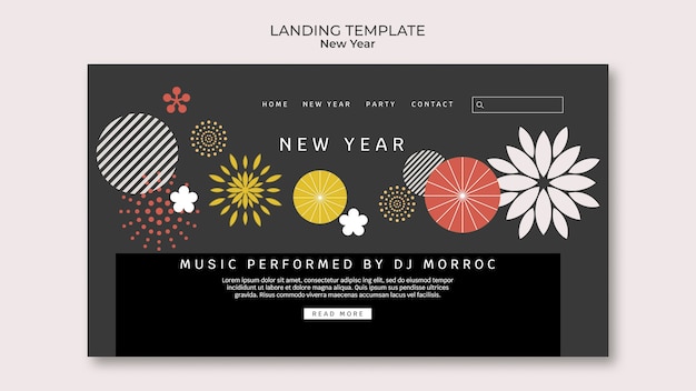 PSD gratuit modèle de page d'atterrissage design plat nouvel an