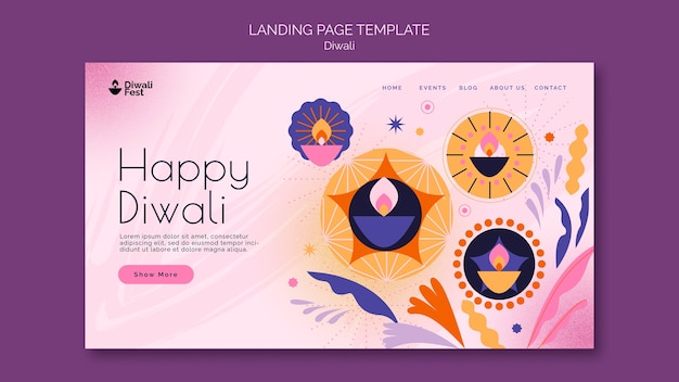 Modèle de page d'atterrissage pour la célébration de Diwali
