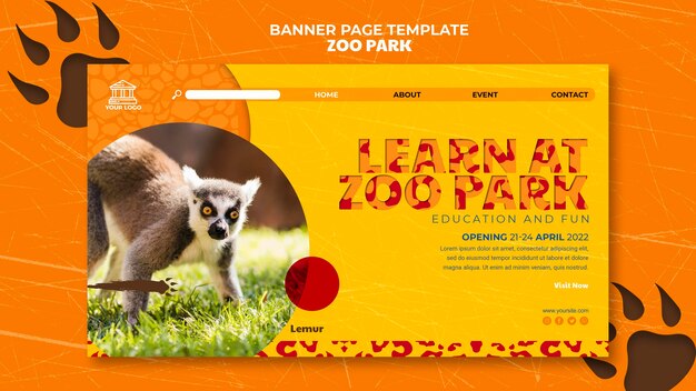 Modèle de page de bannière de parc zoologique