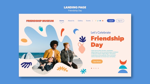 PSD gratuit modèle de page de destination de célébration de la journée de l'amitié